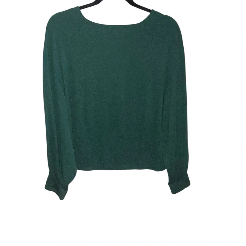 Prologue Forest Green Jersey knit Long Sleeve Crewneck blouse basic minimalist - Picture 6 of 13
